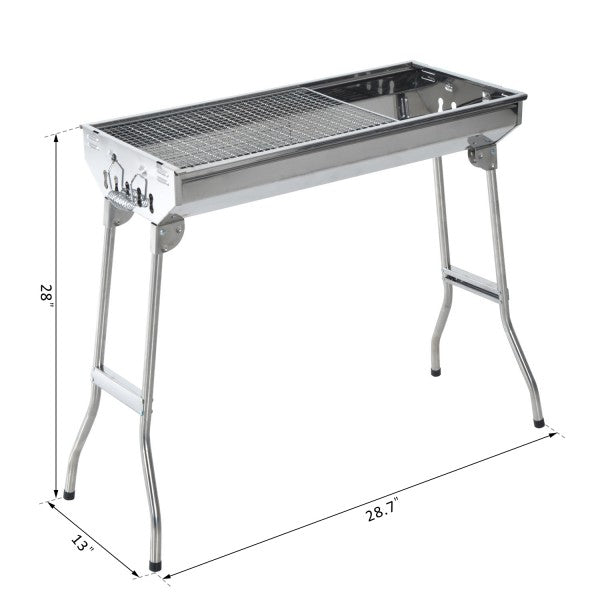 Portable Folding Stainless Steel Charcoal BBQ Grill 29"