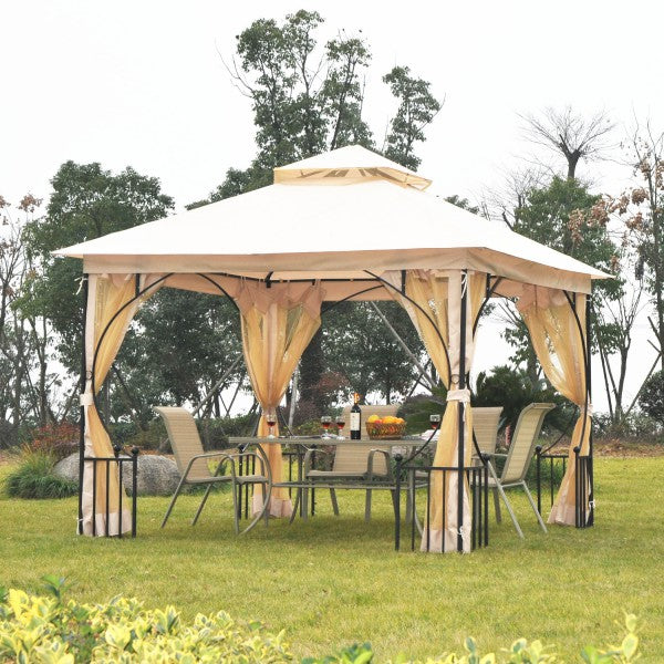 Outdoor Garden Gazebo Canopy with Mosquito Netting 10X10