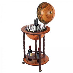 Globe Bar Stand Bottle Trolley with Wheels